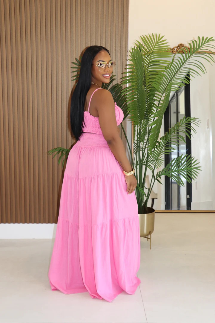 Summer/Autumn African Solid Color Strap Top & Loose Wide Leg Pants Fashion Plus Size Two-Piece Set