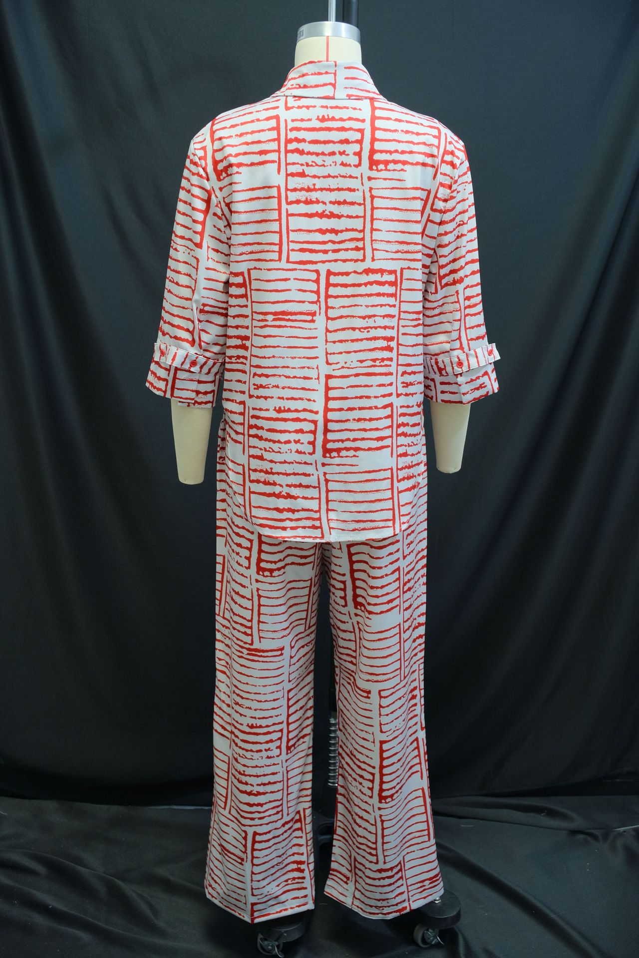 Women's Summer Printed Three-Quarter Sleeve Shirt & Loose Top Trousers Set