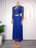 Beaded V-Neck Formal Party/Evening Dress African Plus Size Chic Elegant Dress for Women