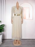 Beaded V-Neck Formal Party/Evening Dress African Plus Size Chic Elegant Dress for Women