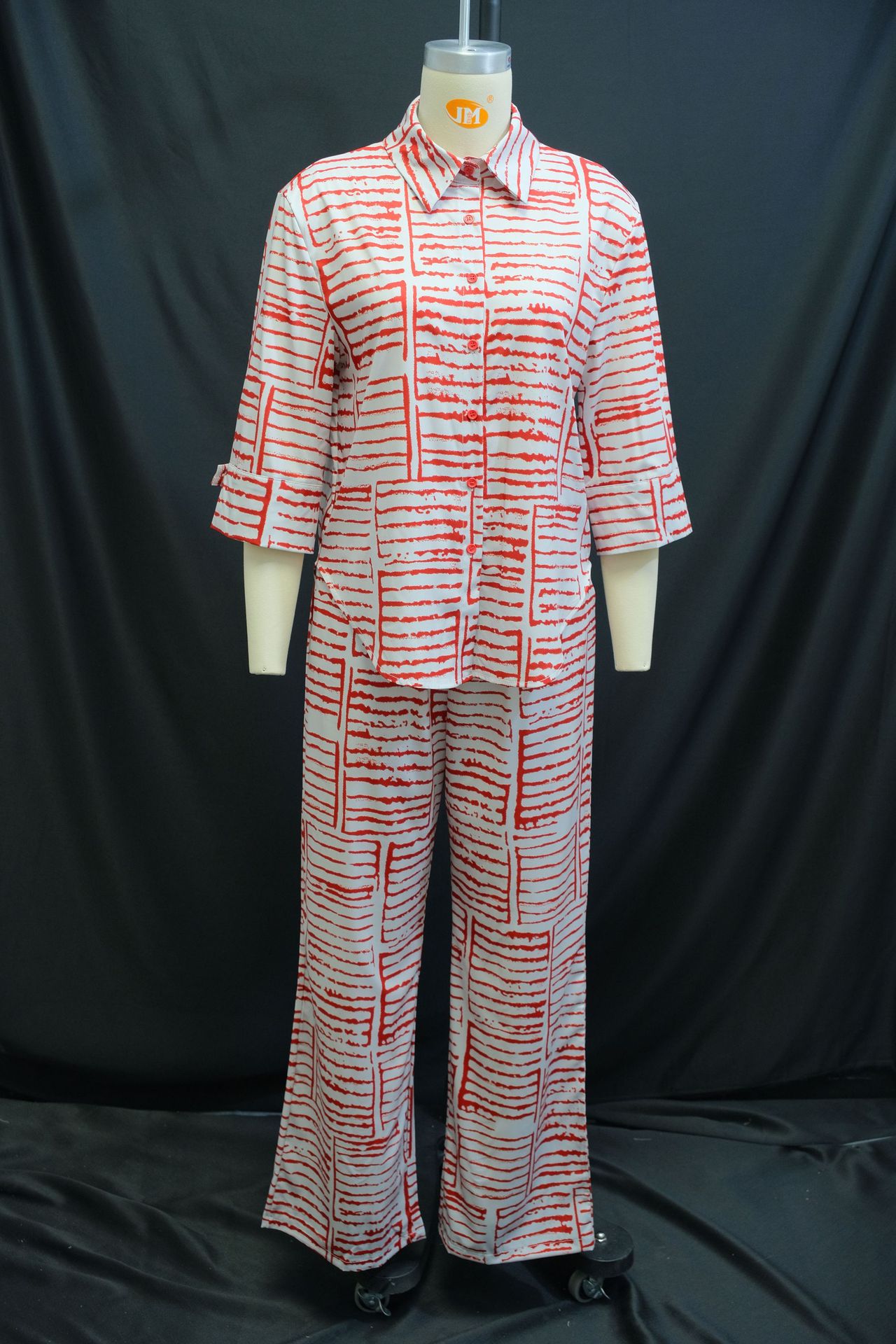 Women's Summer Printed Three-Quarter Sleeve Shirt & Loose Top Trousers Set