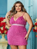 Plus Size Spring/Summer Fluffy Tassel Dress