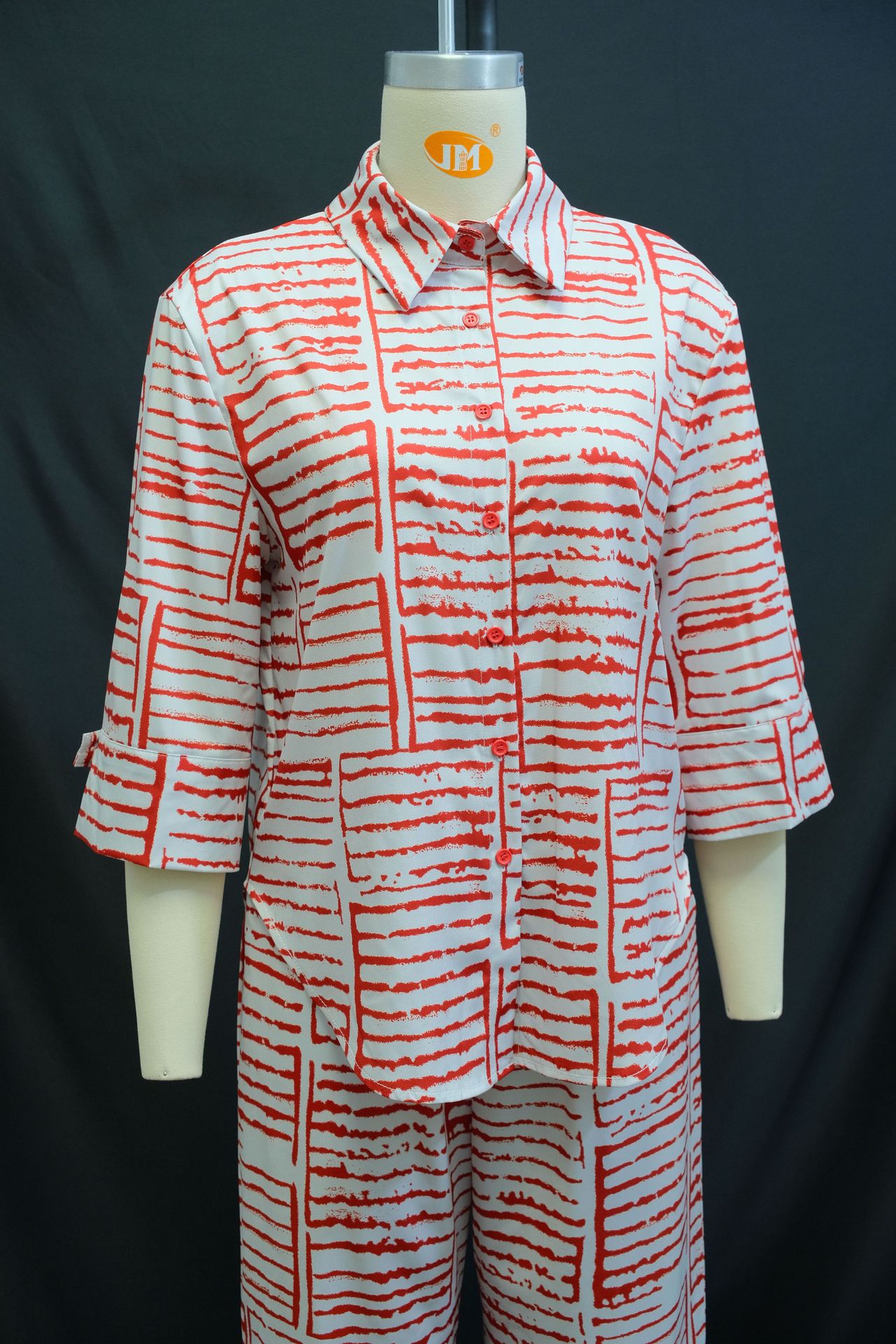 Women's Summer Printed Three-Quarter Sleeve Shirt & Loose Top Trousers Set