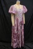Women's Summer Fashion Square Neck Printed Bubble Sleeve High Waist Dress
