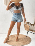 Hollow Beaded Tassel CapeSee-Through Sunscreen Beach Bikini Cover-Up