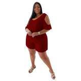 Spring Plus Size Women's Casual Loose Jumpsuit Solid Color Home Wear