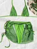 Women's Solid Color Three-Piece Bikini Swimsuit