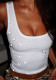 Women White Crystal Beaded Suspender Tank Top