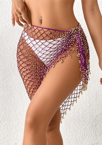 Sexy Beaded Shawl Triangle Mesh Scarf Bikini Outer Wear & Beach Cover-Up
