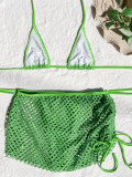 Women's Solid Color Three-Piece Bikini Swimsuit
