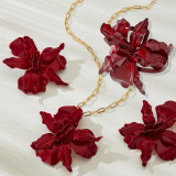 Women Large Flower Pendant Necklace Earrings Jewelry