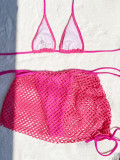 Women's Solid Color Three-Piece Bikini Swimsuit