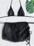 Women's Solid Color Three-Piece Bikini Swimsuit