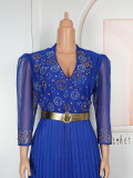 Beaded V-Neck Formal Party/Evening Dress African Plus Size Chic Elegant Dress for Women