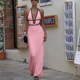 Sexy Low Back Slim Lace-Up Cross V-Neck Sleeveless Long Dress Summer Beach & Casual Holiday Wear