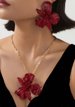 Women Large Flower Pendant Necklace Earrings Jewelry Women Large Flower Pendant Necklace Earrings Jewelry