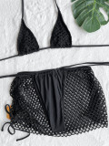 Women's Solid Color Three-Piece Bikini Swimsuit