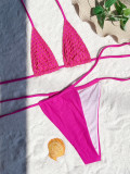 Women's Solid Color Three-Piece Bikini Swimsuit