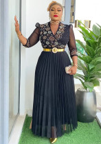 Beaded V-Neck Formal Party/Evening Dress African Plus Size Chic Elegant Dress for Women Beaded V-Neck Formal Party/Evening Dress African Plus Size Chic Elegant Dress for Women