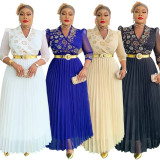 Beaded V-Neck Formal Party/Evening Dress African Plus Size Chic Elegant Dress for Women
