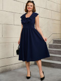 Plus Size Bow A-Line High-Waist Sleeveless Party Dress
