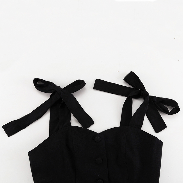 Spring/Summer Fashionable Strap High-Waist Wide-Leg Two-Piece Pants Set