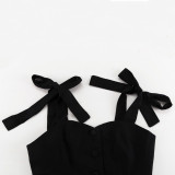 Spring/Summer Fashionable Strap High-Waist Wide-Leg Two-Piece Pants Set