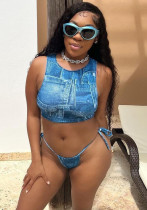 Women's Summer Printed Slim Tank Thong Two-Piece Set Women's Summer Printed Slim Tank Thong Two-Piece Set