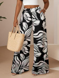 Women's Elegant High-Waist Printed Loose Trousers