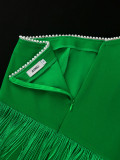 Sexy One-Shoulder Long-Sleeved High-Waist Slim Tassel Formal Party Evening Dress