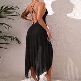 Women sexy lace patchwork maxi strap nightdress