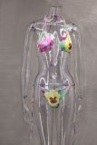 Spring/Summer  Halter-Neck Flower Sequin Lace-up Bikini & Skirt Set