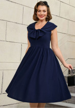 Plus Size Bow A-Line High-Waist Sleeveless Party Dress Plus Size Bow A-Line High-Waist Sleeveless Party Dress