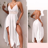 Women sexy lace patchwork maxi strap nightdress