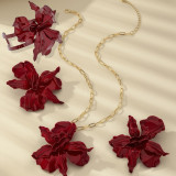 Women Large Flower Pendant Necklace Earrings Jewelry