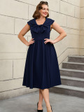 Plus Size Bow A-Line High-Waist Sleeveless Party Dress