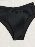 Women's Sexy Solid-Color Deep V Ribbed Two-Piece Bikini Swimsuit