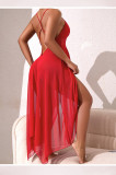 Women sexy lace patchwork maxi strap nightdress