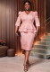 Elegant V-Neck Rose Jacquard Ruffle Slim Bodycon Formal Party Evening Dress