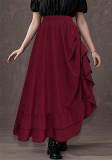 Women's Elegant Side Drawstring Pleated Long Skirt