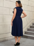 Plus Size Bow A-Line High-Waist Sleeveless Party Dress