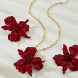 Women Large Flower Pendant Necklace Earrings Jewelry