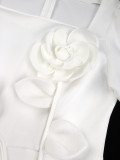 Elegant Square-Neck Ruffle High-Waist Bodycon Flower Formal Party Dress