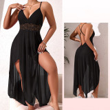 Women sexy lace patchwork maxi strap nightdress