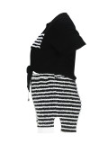 Plus Size Women Summer Elegant Crop Top and Striped Shorts Two-piece Set