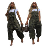 Women's Casual Loose Camouflage Cargo Jumpsuit/Overalls