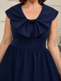 Plus Size Bow A-Line High-Waist Sleeveless Party Dress
