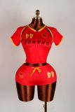 Women summer casual sports crop top and shorts two-piece set