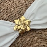 Women Solid Metallic Flower Strapless Two Pieces Swimsuit