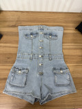 Women's Summer Strapless Denim Jumpsuit